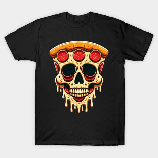 Pizza Skull Face, Funny Pizza Lover, Halloween T-Shirt by logiamerch