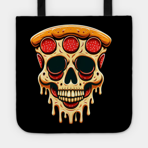 Pizza Skull Face, Funny Pizza Lover, Halloween Tote by logiamerch