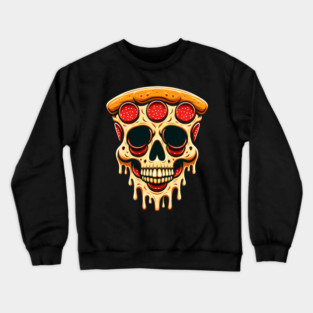 Pizza Skull Face, Funny Pizza Lover, Halloween Crewneck Sweatshirt