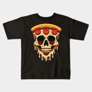 Pizza Skull Face, Funny Pizza Lover, Halloween Kids T-Shirt