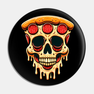Pizza Skull Face, Funny Pizza Lover, Halloween Pin