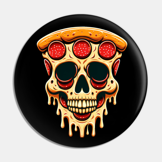 Pizza Skull Face, Funny Pizza Lover, Halloween Pin by logiamerch