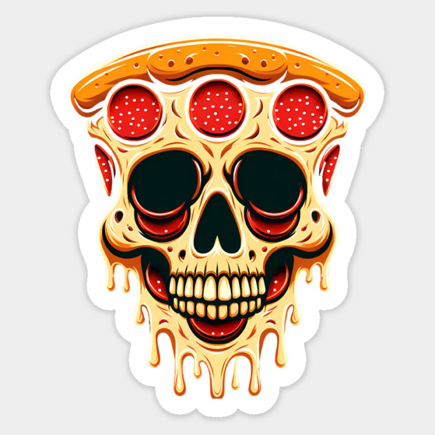 Pizza Skull Face, Funny Pizza Lover, Halloween Sticker by logiamerch