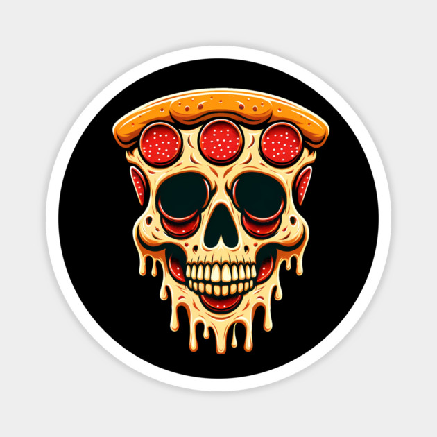 Pizza Skull Face, Funny Pizza Lover, Halloween Magnet by logiamerch