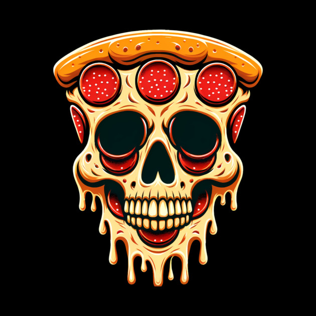 Pizza Skull Face, Funny Pizza Lover, Halloween by logiamerch