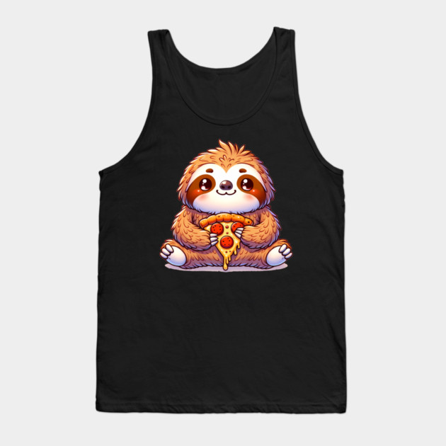 Cute Sloth with a Slice of Pizza Tank Top by logiamerch