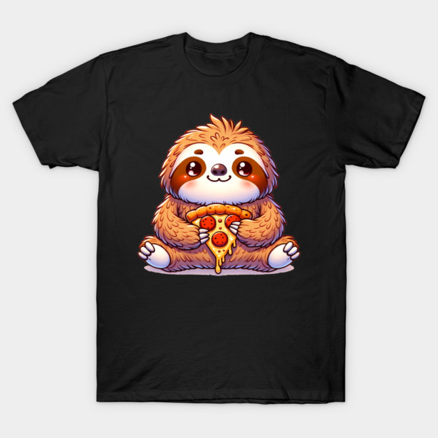 Cute Sloth with a Slice of Pizza T-Shirt by logiamerch