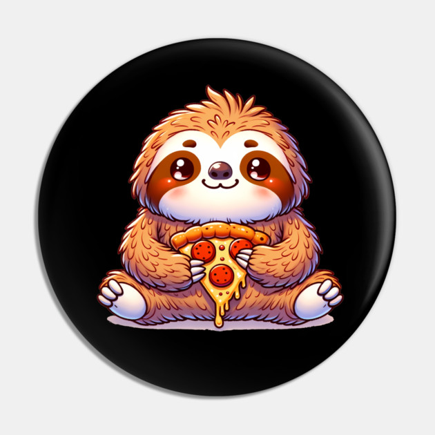 Cute Sloth with a Slice of Pizza Pin by logiamerch