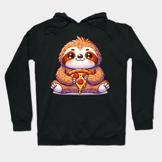 Cute Sloth with a Slice of Pizza Hoodie by logiamerch