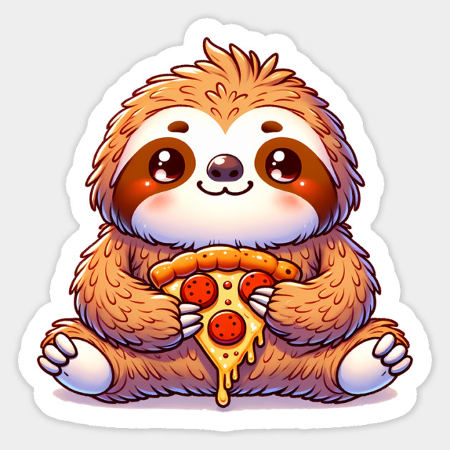 Cute Sloth with a Slice of Pizza Sticker by logiamerch