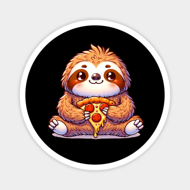 Cute Sloth with a Slice of Pizza Magnet by logiamerch