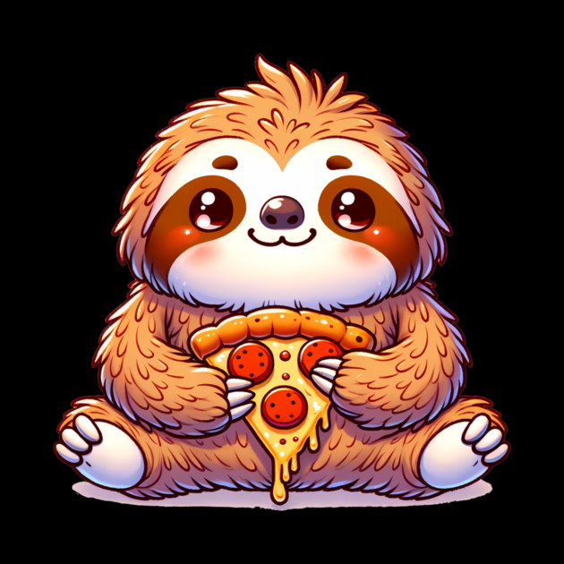 Cute Sloth with a Slice of Pizza by logiamerch