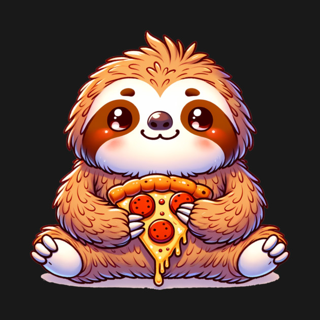 Cute Sloth with a Slice of Pizza by logiamerch
