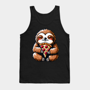 Cute Sloth with a Slice of Pizza Tank Top