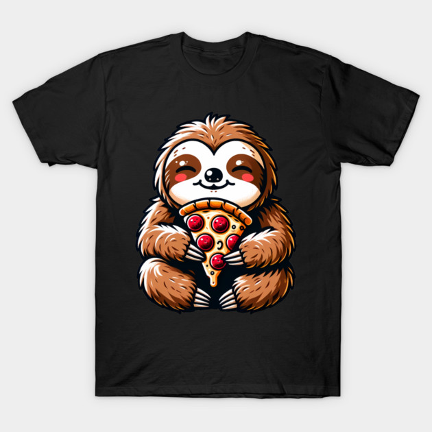 Cute Sloth with a Slice of Pizza T-Shirt by logiamerch