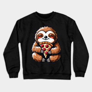 Cute Sloth with a Slice of Pizza Crewneck Sweatshirt