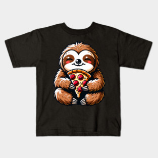 Cute Sloth with a Slice of Pizza Kids T-Shirt