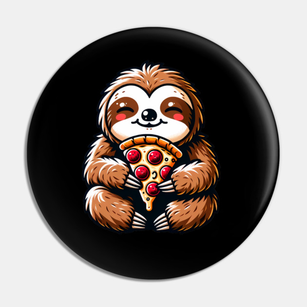 Cute Sloth with a Slice of Pizza Pin by logiamerch