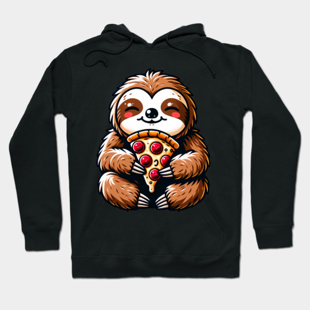 Cute Sloth with a Slice of Pizza Hoodie by logiamerch