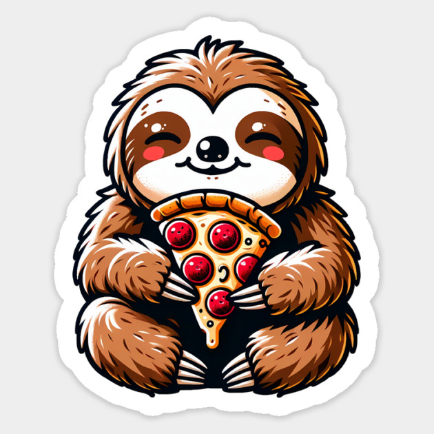 Cute Sloth with a Slice of Pizza Sticker by logiamerch
