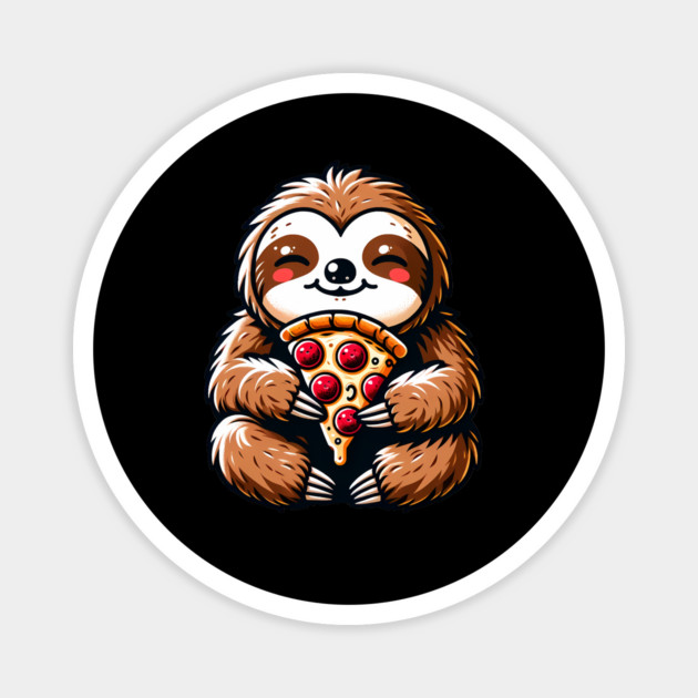 Cute Sloth with a Slice of Pizza Magnet by logiamerch