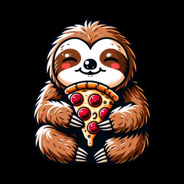 Cute Sloth with a Slice of Pizza by logiamerch
