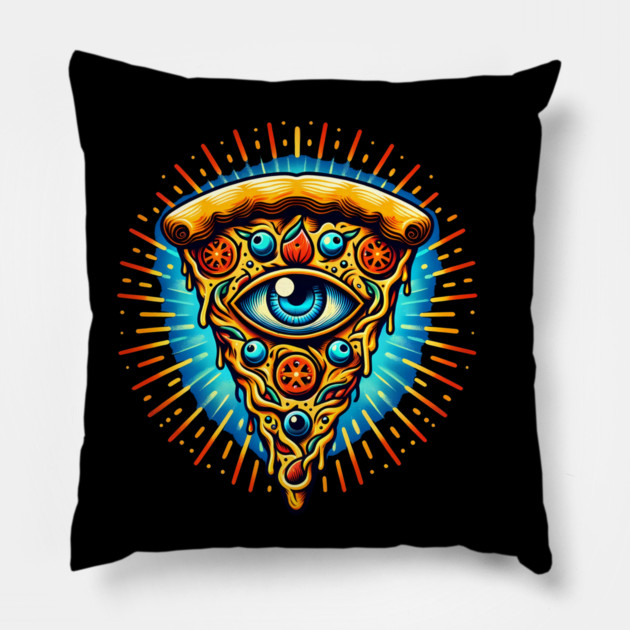 Dizza deity, Funny Pizza Lover Artwork Pillow by logiamerch