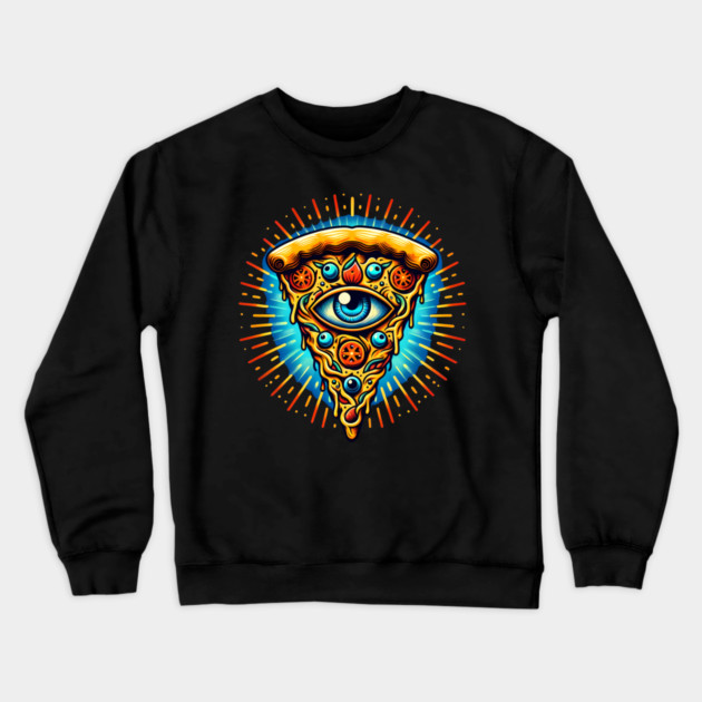 Dizza deity, Funny Pizza Lover Artwork Crewneck Sweatshirt by logiamerch