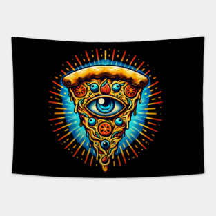 Dizza deity, Funny Pizza Lover Artwork Tapestry