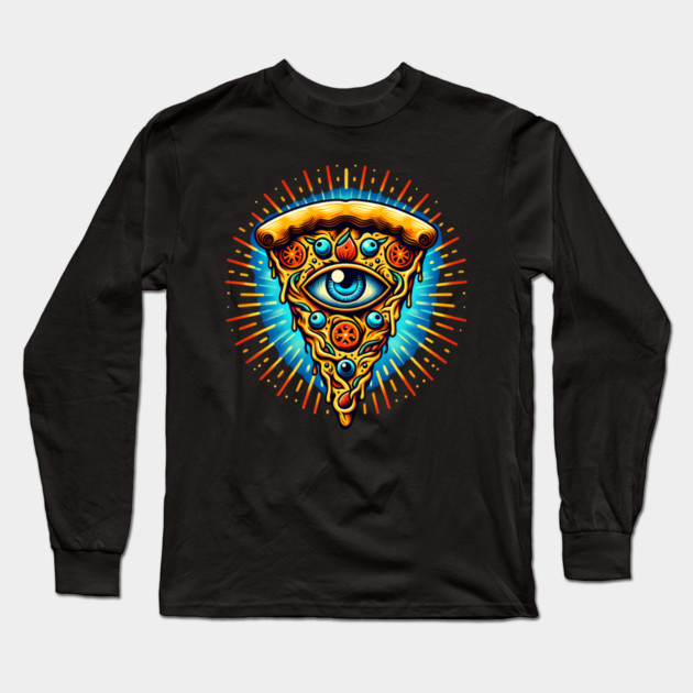 Dizza deity, Funny Pizza Lover Artwork Long Sleeve T-Shirt by logiamerch