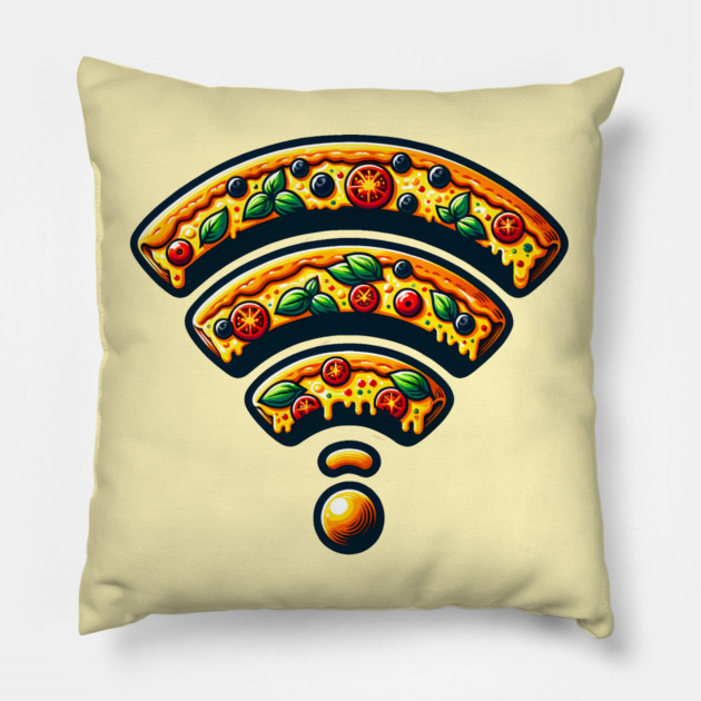 Pizza and Wifi, Funny Pizza Lover Pillow by logiamerch