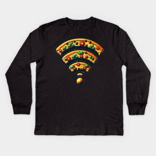 Pizza and Wifi, Funny Pizza Lover Kids Long Sleeve T-Shirt