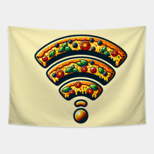 Pizza and Wifi, Funny Pizza Lover Tapestry
