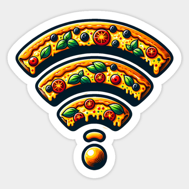 Pizza and Wifi, Funny Pizza Lover Sticker by logiamerch