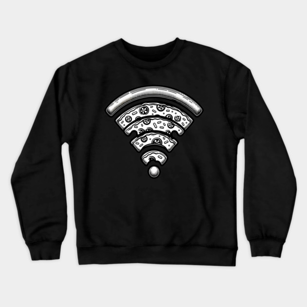 Pizza and Wifi, Funny Pizza Lover Crewneck Sweatshirt by logiamerch
