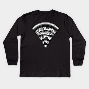 Pizza and Wifi, Funny Pizza Lover Kids Long Sleeve T-Shirt