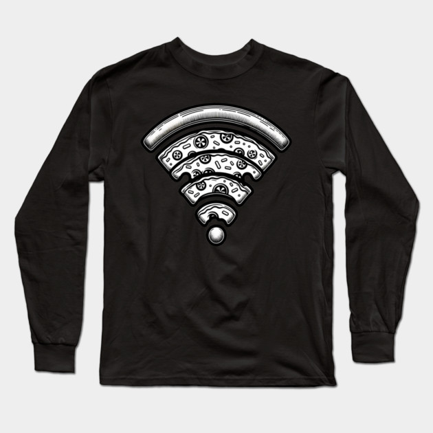 Pizza and Wifi, Funny Pizza Lover Long Sleeve T-Shirt by logiamerch