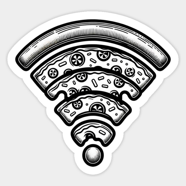 Pizza and Wifi, Funny Pizza Lover Sticker by logiamerch