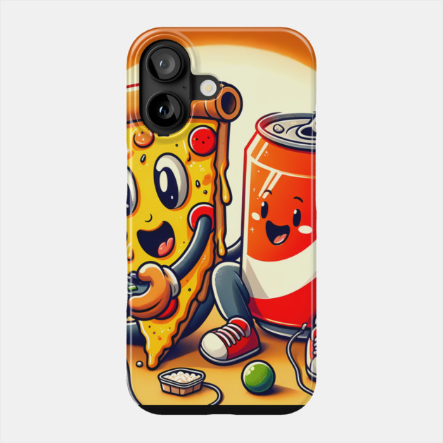 Funny Pizza and Soda playing Games Phone Case by logiamerch