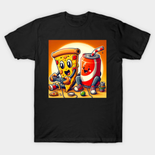 Funny Pizza and Soda playing Games T-Shirt