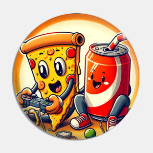 Funny Pizza and Soda playing Games Pin