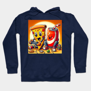 Funny Pizza and Soda playing Games Hoodie