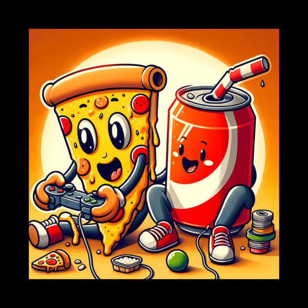 Funny Pizza and Soda playing Games by logiamerch
