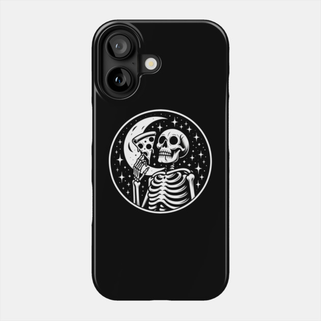 Skeleton enjoying a Slice of Pizza Phone Case by logiamerch