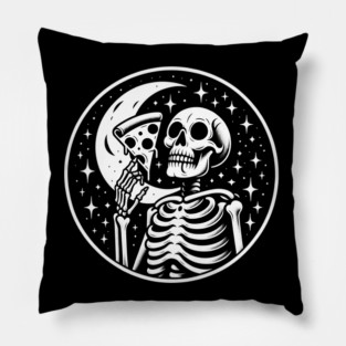 Skeleton enjoying a Slice of Pizza Pillow