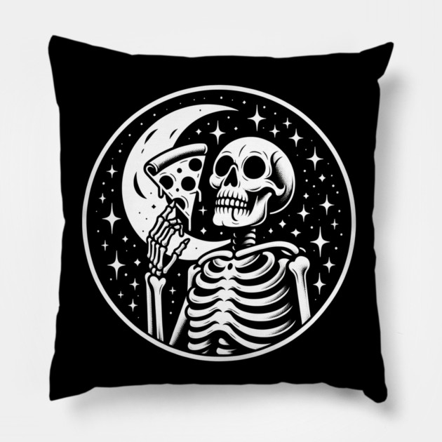 Skeleton enjoying a Slice of Pizza Pillow by logiamerch