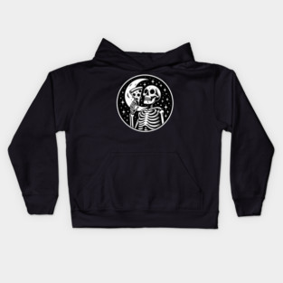 Skeleton enjoying a Slice of Pizza Kids Hoodie