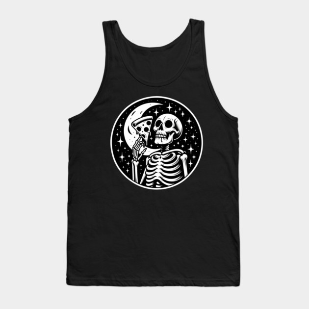 Skeleton enjoying a Slice of Pizza Tank Top by logiamerch