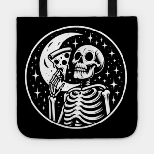Skeleton enjoying a Slice of Pizza Tote