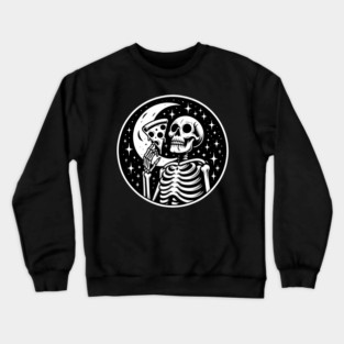 Skeleton enjoying a Slice of Pizza Crewneck Sweatshirt